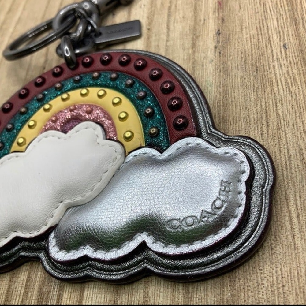 Coach Studded Rainbow Cloud Keychain/ Bag Charm - Picture 5 of 7